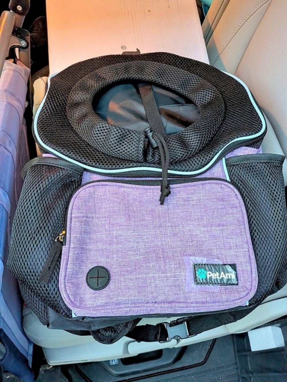 PetAmi Adjustable Cat & Dog Chest Carrier Backpack Purple & Black